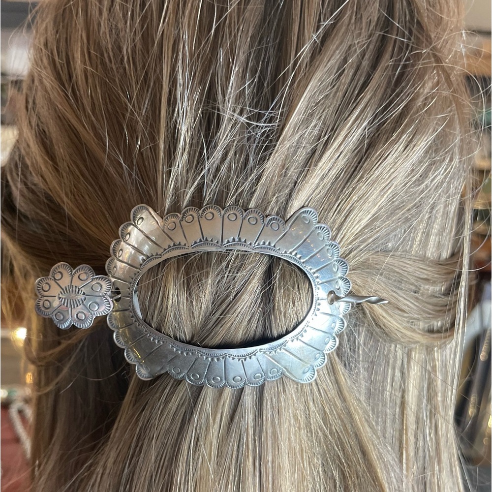 Joann Sterling Silver Navajo Handmade Silver Hair Clip